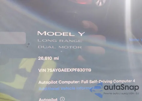 2023 Tesla Model Y Awd/Long Range Dual Motor All-Wheel Drive из США, поврежденный, VIN 7SAYGAEEXPF830119